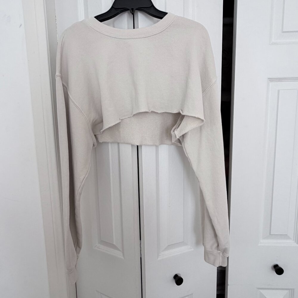NWT JOAH BROWN Cropped Crew Neck Sweatshirt | Sahara | One Size - Picture 3 of 7